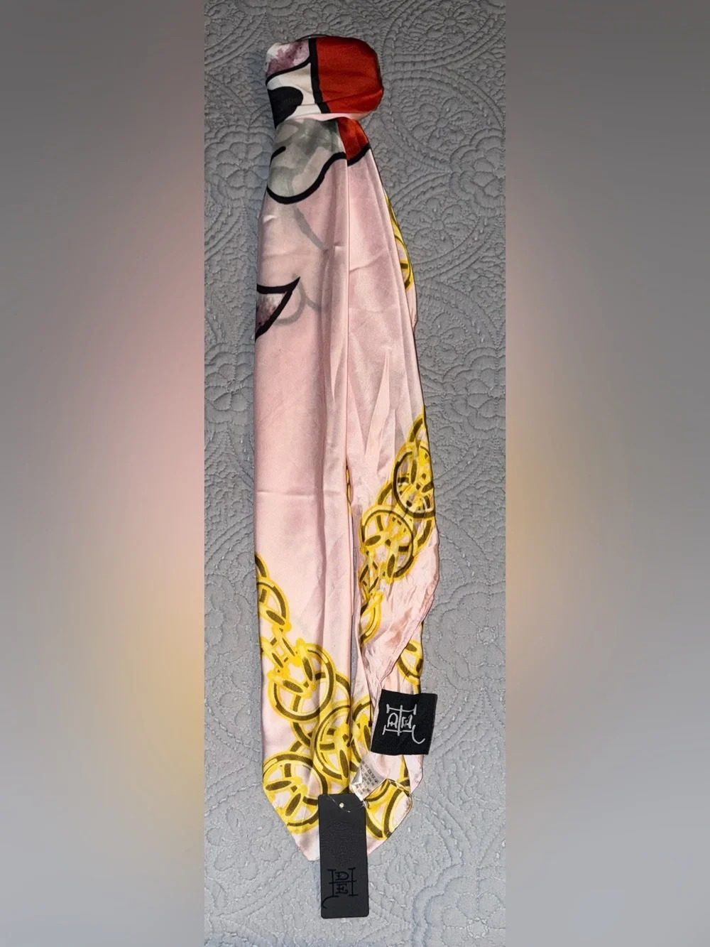 ☠️ Ed Hardy Heart & Skull Silk Scarf in Red, Pink, Green